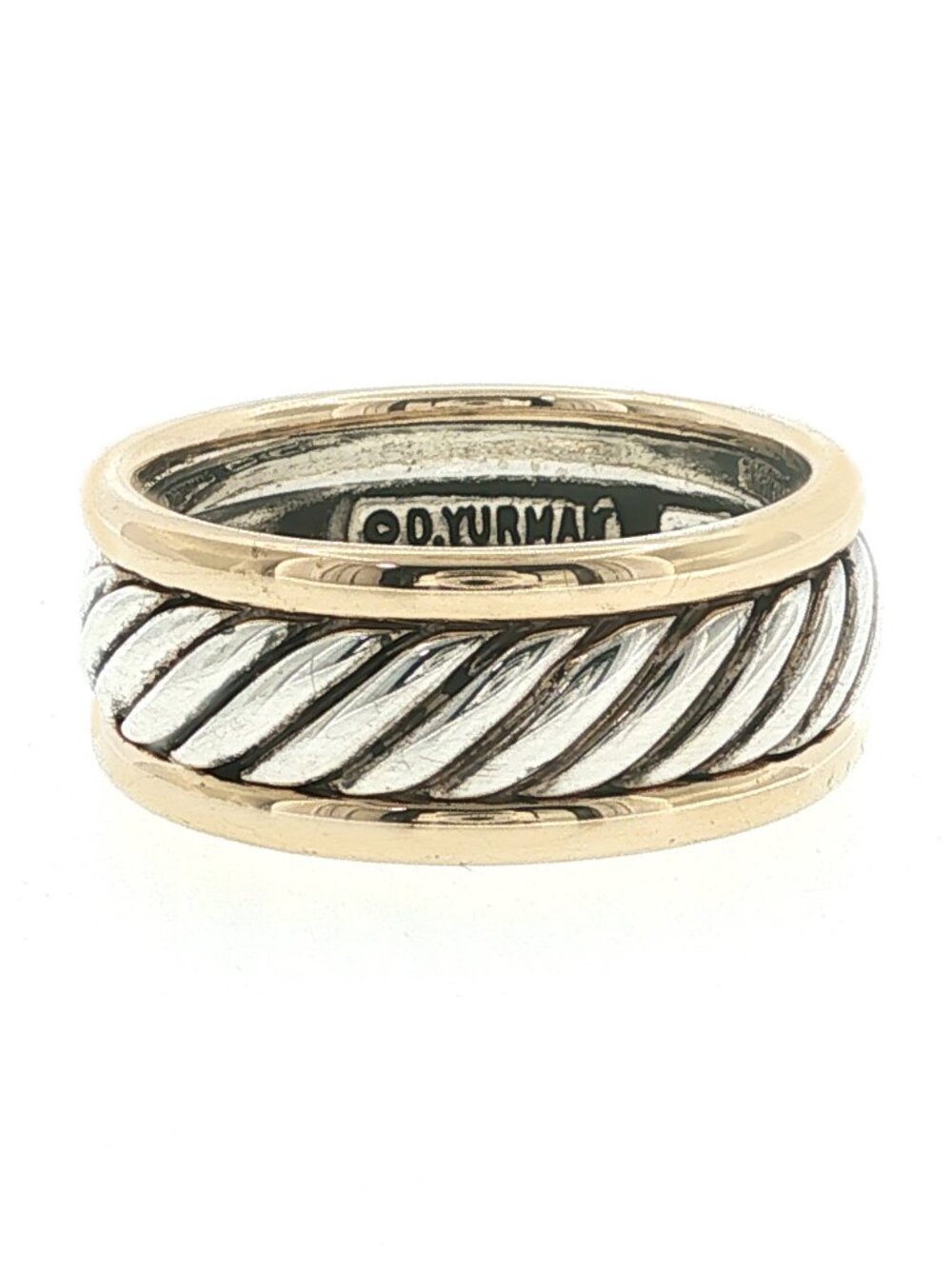 David YURMAN 925 Sterling Silver & 14K Gold 9 mm Cable Band Ring Size 11